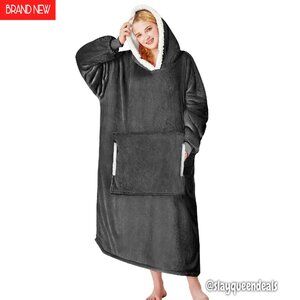 Wearable Blanket Hoodie Sherpa Fleece One Size Fits All